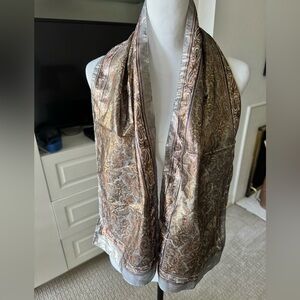 Oscar de la Renta Vintage Metallic Paisley Long Scarf Made in Italy 10.5” x 55”